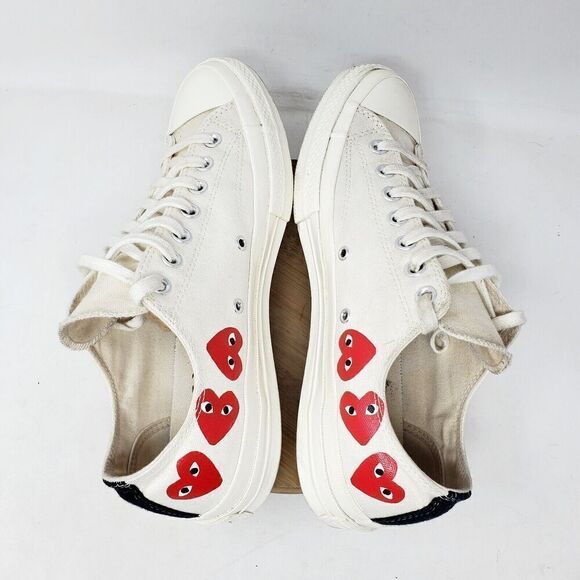Converse Chuck Taylor x CDG Play Mens 10 Shoe Multi Hearts Off White Low Sneaker - Picture 11 of 14